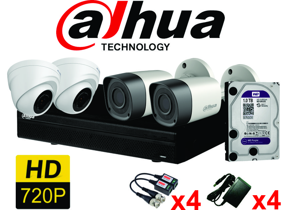 KIT 04 CAMARAS HD 720P DAHUA