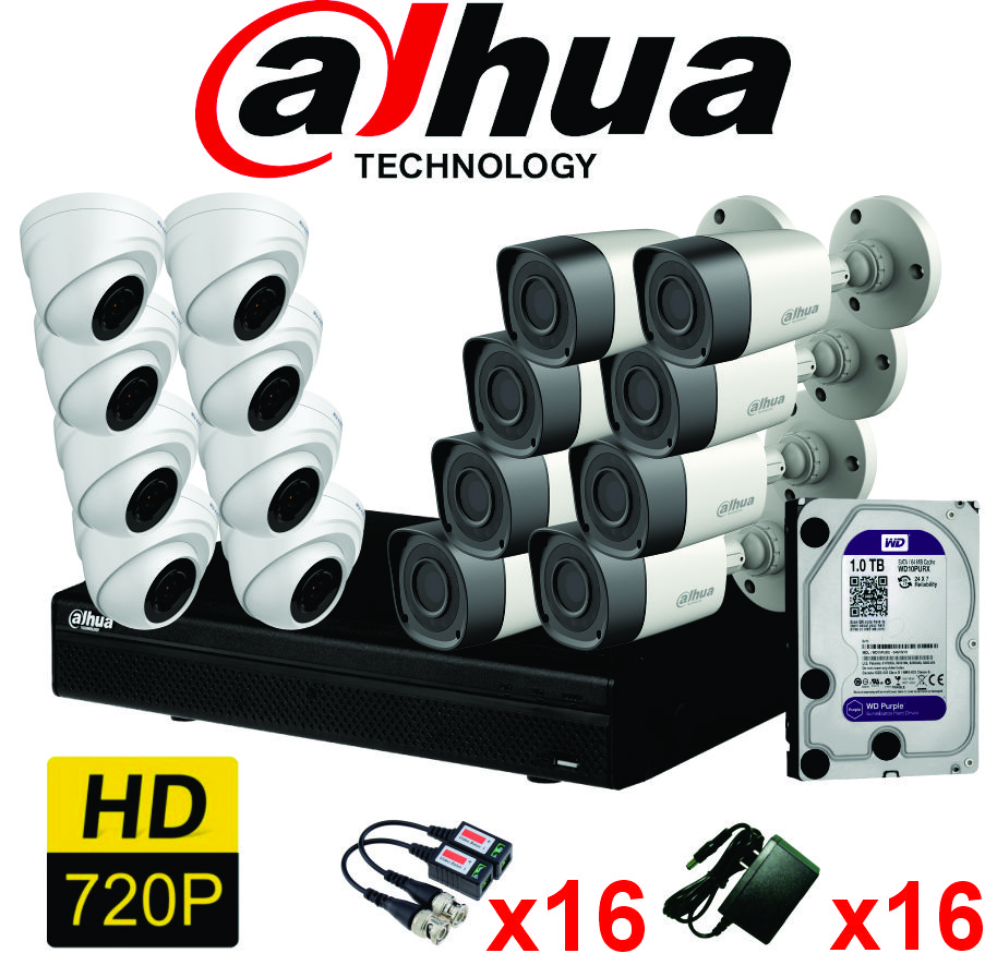 KIT 16 CAMARAS HD720P DAHUA