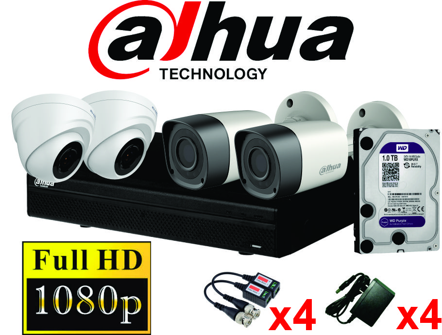 KIT 04 CAMARAS FULL HD 1080P DAHUA