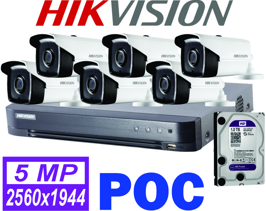 KIT 06 CAMARAS POC HIKVISION