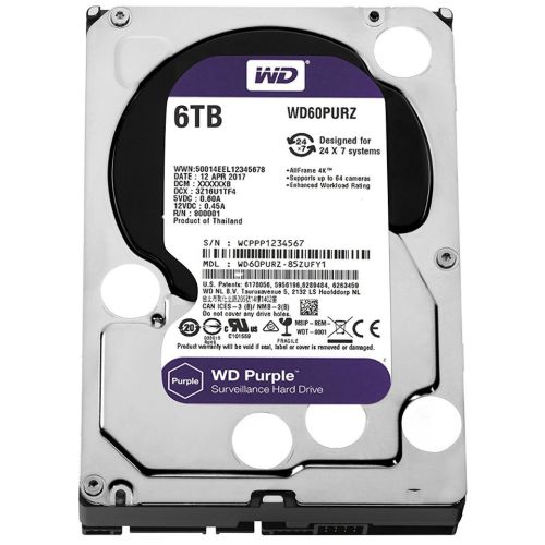 [WD60PURZ] DISCO DURO SATA 6TB (6000GB) ESPECIAL PARA DVR (SOLO CON DVR)