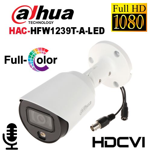 [HAC-HFW1239T-A-LED] CAMARA TUBO 1080P | LED  20M | MICROFONO