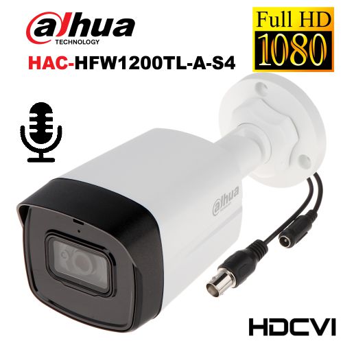 [HAC-HFW1200TL-A-S4] CAMARA TUBO 1080P IR 80 M | MICROFONO