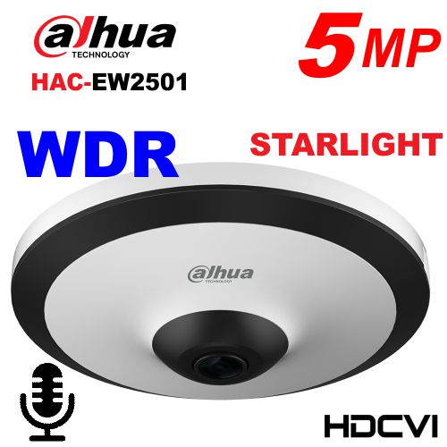 [HAC-EW2501] CAMARA OJO DE PEZ | 360° | STARLIGHT | 5.0 MP | IR 10M | WDR