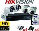 KIT 04 CAMARAS HD 720P HIKVISION