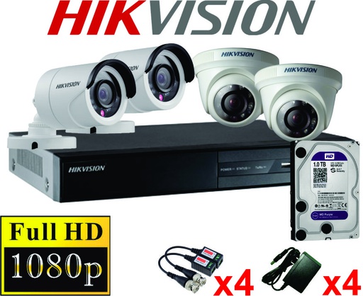 KIT 04 CAMARAS FULL HD 1080P HIKVISION