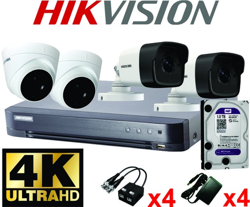 KIT 04 CAMARAS 4K HIKVISION