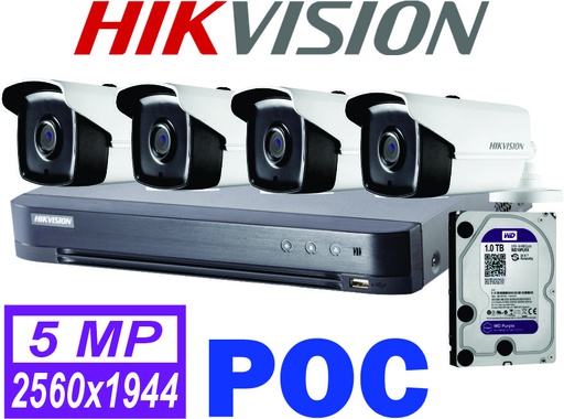 KIT 04 CAMARAS POC HIKVISION